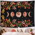 Lifeel Moonlit Garden Tapestry, Moon Phase Surrounded by Vines and Flowers Black Wall Decor Tapestry 60×80 inches...