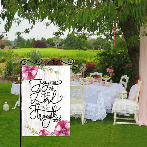 Joy of The Lord is my Strength Garden Flag,Christmas Scripture Typography Design Farmhouse Yard Outdoor Decoration for Homes,Yards and Gardens, Sp...