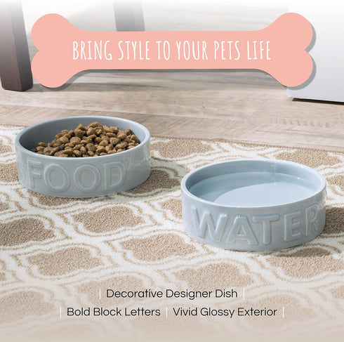 Park Life Ceramic Pet Bowls – Food Water Bowls for Dogs and Cats - Cute Pet Bowl for Small Medium and Large Size Dogs and Cats - Puppy Bowls (Smal...