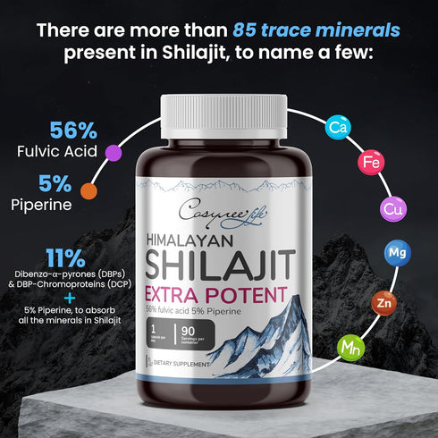 SHILAJIT Pure Himalayan, Natural, Organic - 90 Count | 5% Piperine | 56% FULVIC Acid for Maximum Potency | 85+ Trace Minerals | Metabolism, Energy...