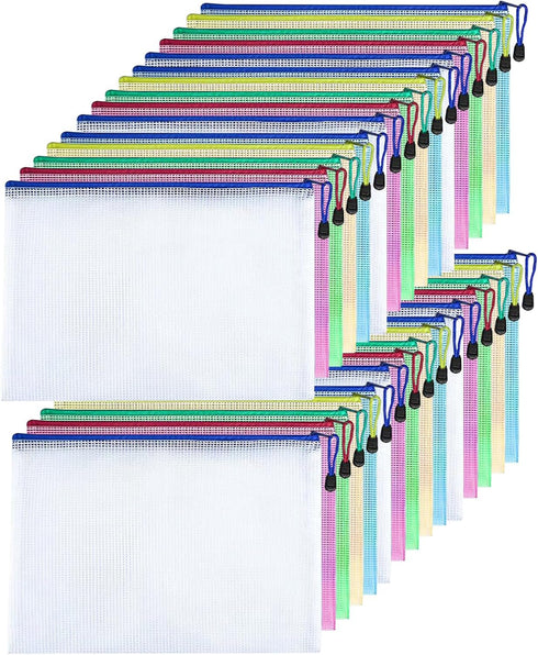 zipper pouch bag Plastic envelope,mesh zipper pouch bags waterproof folder A4 size folder signature pocket, can hold pens, books, documents pencil...