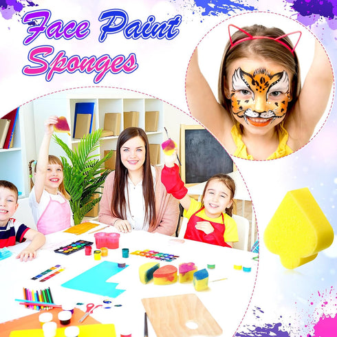 Mifoci 72 Pcs Face Paint Sponges Petals Half Moon Spades Face Painting Sponges High Density Makeup Sponge Face Painting Supplies for Kids Adults A...
