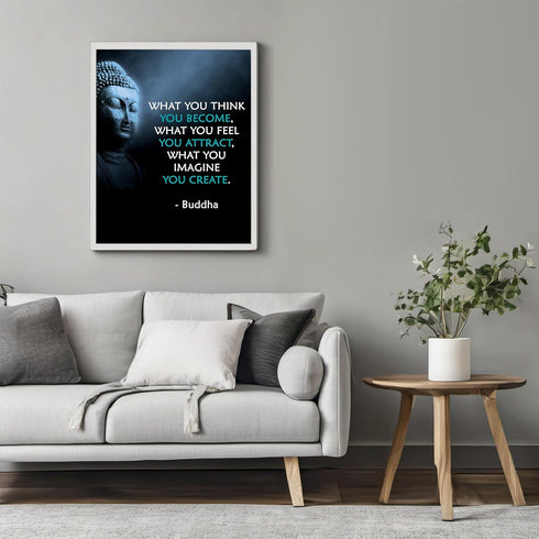 Posterizer 1 pcs-Spiritual Buddha Quotes-what you think you become-Motivational & Inspirational Art-Gift For Buddhism Meditation philosophy Fans- ...