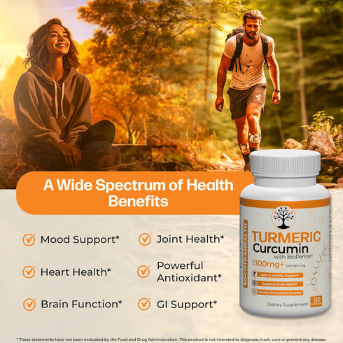 Turmeric Curcumin Supplement with 95% Standardized Curcuminoids and Black Pepper Extract - Mobility and Joint Support - Antioxidant Benefits - 120...