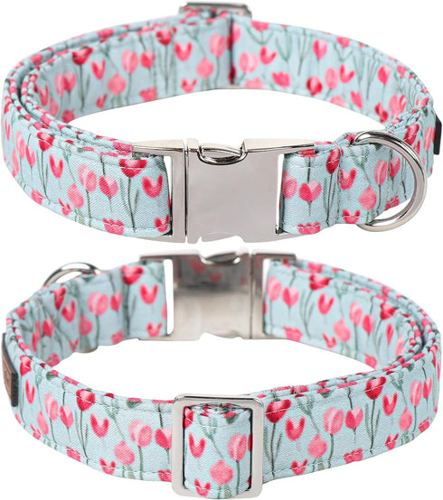 Lionet Paws Design Dogs Collar Cute Flower Sailor Bow Dog Collars for Girl Female Small Medium Dogs with Tulips S...