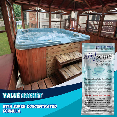 Ahh-Some - Hot Tub Cleaner Sachet | Clean Pipes & Jets Gunk Build Up | Clear & Soften Water for Hot Tub, Jetted Tub, Swim Spa | Top Clarifier Up t...