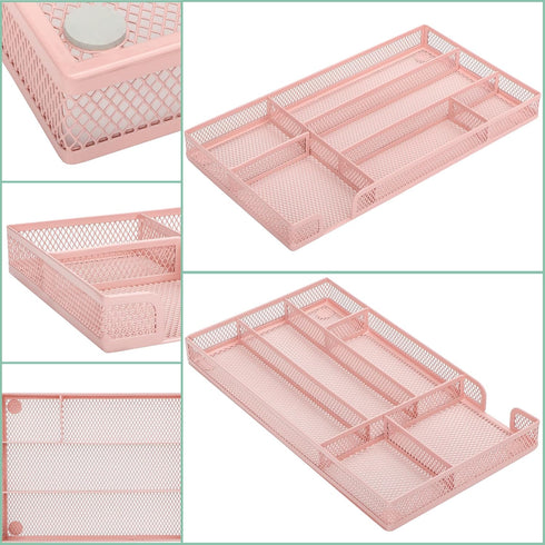 Annova Desk Drawer Organizer Tray for Office Organization - Metal Mesh - Storage Tray with Dividers for Pens, Desktop Accessories, Bathroom, Kitch...