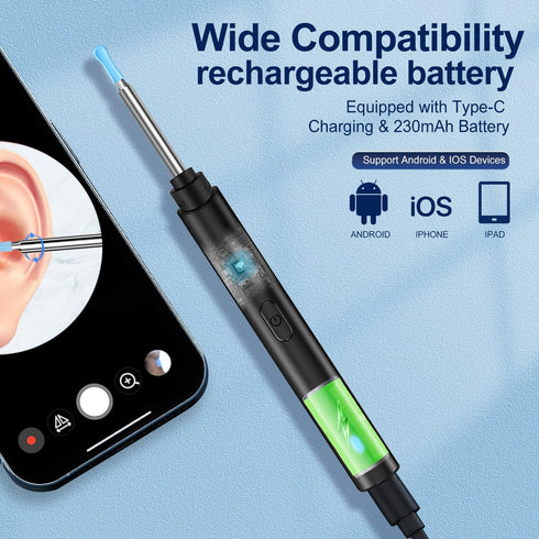 Ear Wax Removal, Ear Cleaner with Camera, Ears Wax Removal Kit with 1296P HD Ear Otoscope with 6 LED Lights, Earwax Removal Tool for iPhone, iPad ...