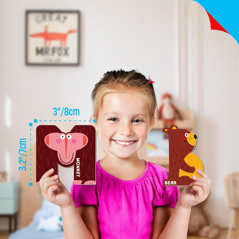Magnetic Uppercase Letters, 26 Pieces Letter Magnets Educational Learning Tool Alphabet and Animal Recognition for Kids Toddlers 3 4 5 Years Old...