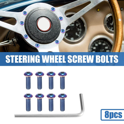 X AUTOHAUX 8pcs M5x0.8 Round Head Car Steering Wheel Screw Bolts Taper with Wrench Colorful...