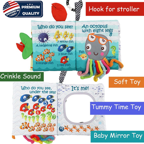 Baby Books 0-6 Months,Touch Feel Crinkle Soft Books for Infant Baby 0-3-6-12-18 Months,Baby Toys 6 to 12 Months, Tummy Time Toys, Early Learning S...