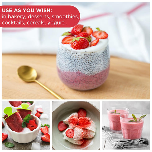 Freeze Dried Strawberry Powder For Baking (1.76 Oz) No Sugar, Pure - 100% Natural Freeze Dried Strawberries for Smoothies - Sustainably Grown, Glu...