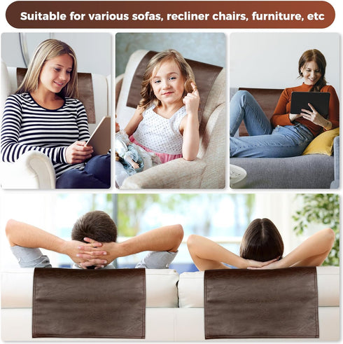 Recliner Headrest Protector Faux Leather Headrest Cover for Recliner Chair Couch Headrest Cover for Furniture Sofa Protector Chair Arm Covers for ...