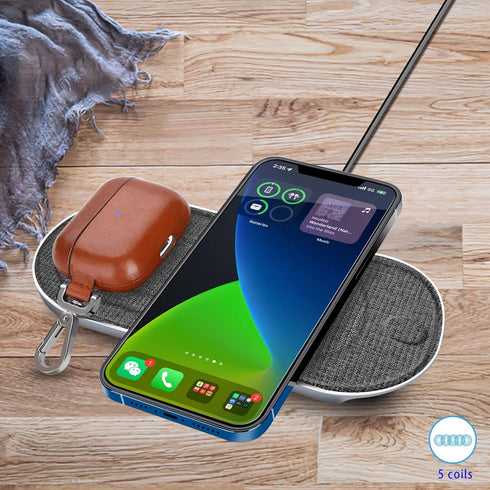 Wireless Charging pad,5 Coil Wireless Charging mat, Dual 10W Fast Charging,for iPhone/Airpods, for All Wireless Charging Phones(Including 36W Adap...