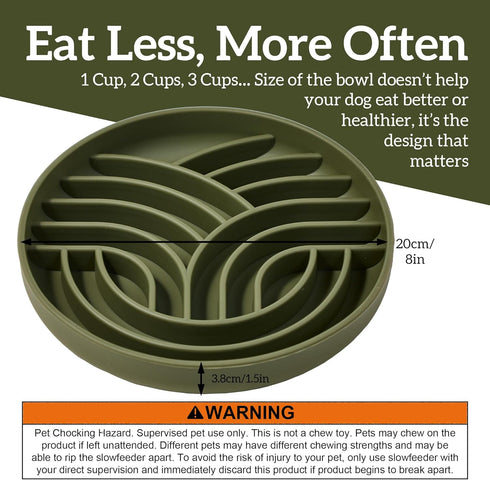 Slow Feeder Dog Bowls(Tree Life, Camo Green) Enrichment Soft Silicone Food Safe Feeding Bowl Non Slip Suction Cup for All Breed Pet, Cat Slow Down...