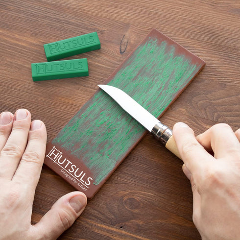Knife Stropping Compound with Case - (2-Pack, Total 5 Oz) Get Razor-Sharp Edges with Knife Polishing Compound, Green Buffing Compound Bars are Eas...
