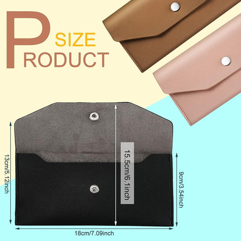 3 Pieces Leather Cash Envelopes Wallet Budget Envelope Wallet Bag Waterproof Flat Wallet Metal Snap Reusable Envelopes Purse for Cash Cards Women ...