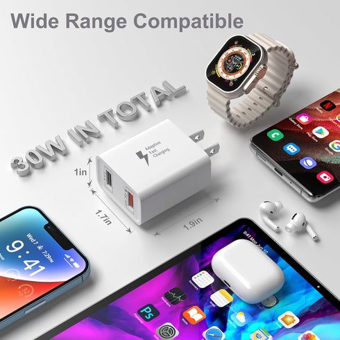 Dual USB Wall Charger 30W, Costyle Quick Fast Charger 3.0 Power Adapter & 5V 2.4A USB Charger Block Plug Compatible Galaxy S23 S22 S21 S20 S10,Not...