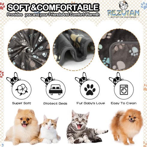 1 Pack 3 Blankets for Dogs Super Soft Fluffy Premium Fleece Pet Blanket Dogs Blankets for Dogs Flannel Throw for Dog Puppy Cat Paw Blanket?Grey?30...