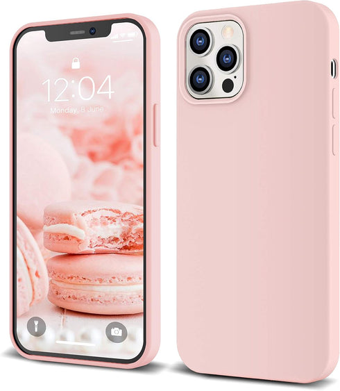 IceSword iPhone 12 Pro Max Case Sand Pink, Liquid Silicone Shockproof Phone Case Cover, Pale Pink Pastel Light Rose Cute Drop Protective [Soft Ant...