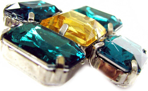 Linpeng Multi-Purpose Flower Shape Acrylic Jewel Stone Pin Brooch-FSBR-12-Green, Green...