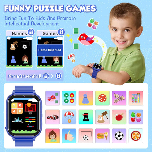 Kids Smart Watches Boys Educational Toys Gifts with Audiobook Learn Card Puzzle Games, HD Touch Screen Camera Music Pedometer Flashlight, Toys for...