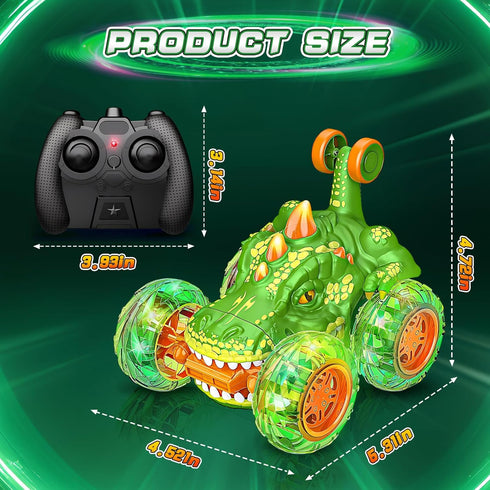 Dinosaur Toys for Kids 3-5, 360° Rotating 2.4Ghz Remote Control Car with Cool Light,4WD RC Sunt Car Toys Birthday Gifts for Children Toddlers Boys...