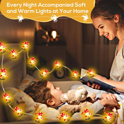Mushroom Decor Cute Mushroom Fairy Lights with Timer 10FT 30LEDs Mushroom String Lights Gifts for Kids Room Decor Birthday Christmas Party Wedding...