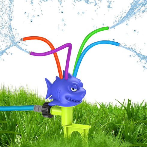 Shark Sprinkler for Kids Outdoor Play- Toddler & Kids Sprinklers for Yard with 4 Spray Tubes- Fun Backyard Water Toys, Summer Games Kids Outdoor T...
