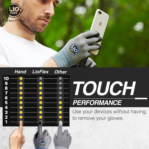 Nitrile Safety Work Gloves - 1 Pair, Work Gloves with Grip for Men and Women, Lightweight Touchscreen Utility Working Gloves for Warehouse, Contru...