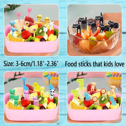 UOUYOO 36 Pcs Animal Food Picks for Kids, Cute Cartoon Animal Fruit Food Toothpicks,Reusable Lunch Picks for Kids Bento, Lunch Bento Box Picks for...