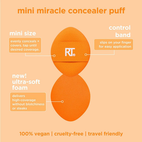 Real Techniques Mini Miracle Concealer Puff Trio, Small Makeup Puff For Liquid & Cream Foundation & Concealer, Targeted Concealing, Travel Friendl...