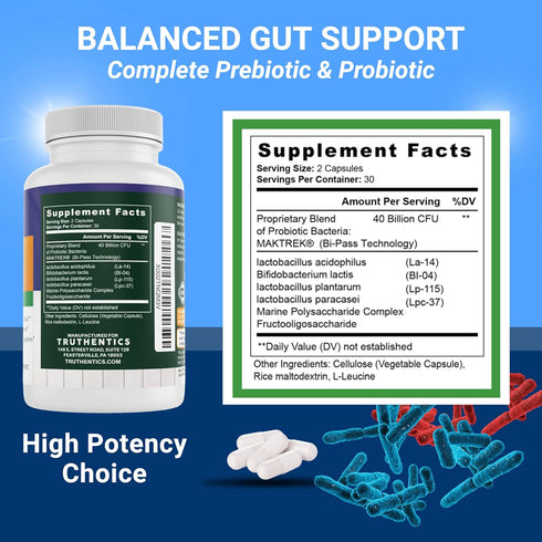 Probiotic 40 Billion CFUs with Prebiotics - Probiotics with Lactobacillus and Bifidobacterium Probiotic for Men & Women for Digestive Health - Mad...