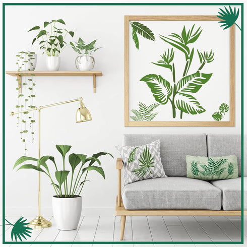 9 Pieces Reusable Painting Stencil Tropical Stencil Plastic Paint Stencils Summer Pattern Drawing Templates Stencils Reusable Craft Stencils for P...
