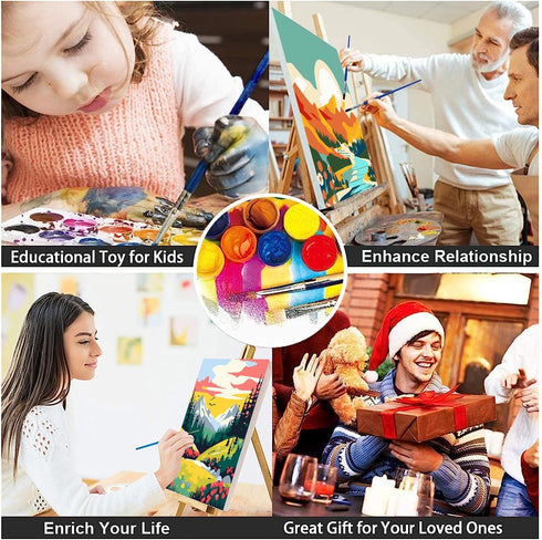 4 Pack Paint by Numbers for Adults, Landscape DIY Acrylic Painting Paint by Numbers Kits on Canvas for Kids Ages 4-8-12 Perfect for Gift Home Wall...