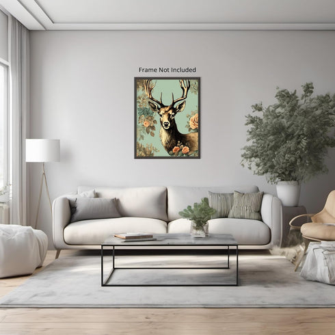 Posterizer 1 pcs-dainty retro chic floral poster of a cute deer 1-Art for Animal Lovers-GIft for Men Women Teens-Decor for Home & Office- unframed...