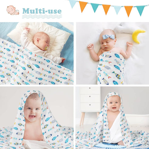 SANNIX Muslin Swaddle Blankets Girl Receiving Baby Blanket Boy Swaddle Blankets for Baby Boy Cute Print Baby Blanket - Lightweight, Breathable, La...