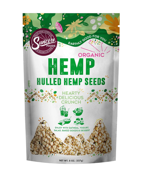 Suncore Foods Organic Hemp Seeds, Gluten-Free, Non-GMO, 8oz (1 Pack)...