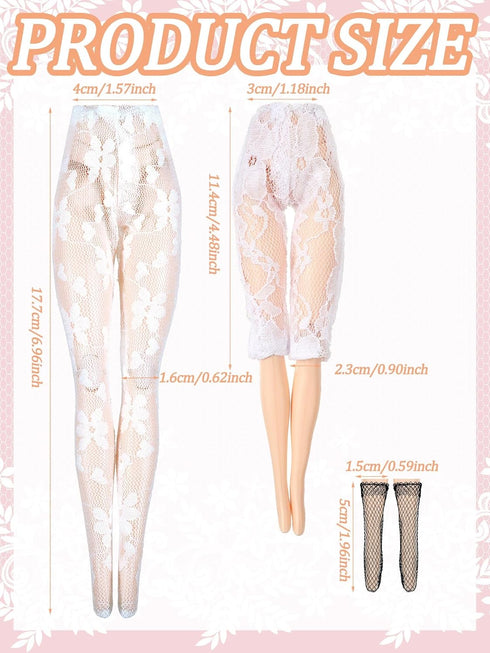 Sotiff 10 Pairs Doll Lace Stockings Handmade Long Sock Female Doll Socks Legging Casual Accessories for DIY Baby Doll Clothes Toy (Mesh Style)...