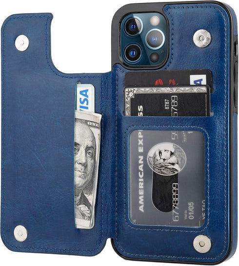 ONETOP Compatible with iPhone 12 Compatible with iPhone 12 Pro Wallet Case with Card Holder, PU Leather Kickstand Card Slots Case, Double Magnetic...