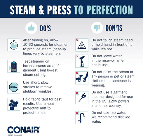 Conair Handheld Garment Steamer for Clothes, ExtremeSteam 1200W, Portable Handheld Design,White/Blue...