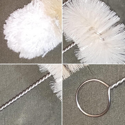 Coralpearl Stainless Steel Soda Bottle Cleaning Brush Set Natural Boar Bristle Wool Tip Long Handle, Flexible Bendable Thick Wire Cleaner for Narr...