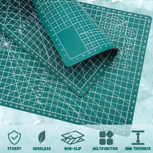 Self Healing Cutting Mat, A4 Self Healing Sewing Mat, Double Sided Quilting Craft Cutting Board for Hobby, Green Fabric Cutting Mat for Craft Art ...
