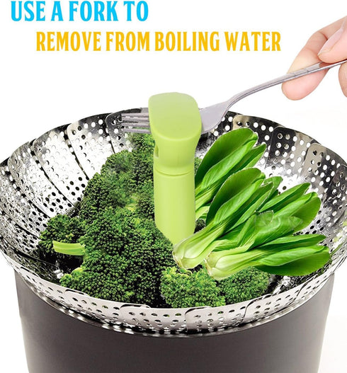 Consevisen Vegetable Steamer Basket for Cooking Food, Stainless Steel Veggie Steam Basket for Pot, Folding Expandable Steaming Insert with Extenda...