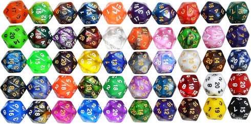 50-Pack 20 Sided Dice D20 Polyhedral Dice with Pouch for DND RPG MTG Table Game...