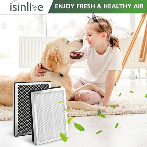 isinlive 25 Replacement Filter Compatible with 25 Air Purifier S1/W1/B1, HEPA Activated Carbon Filter, 4 Pack...