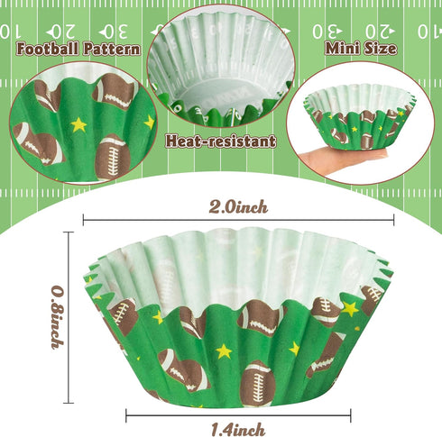 Football Mini Cupcake Liners - 600pcs Football Themed Baking Cups Muffin Case Cupcakes Wrappers, Rugby Sport Paper Cake Wrap Making Supplies for G...