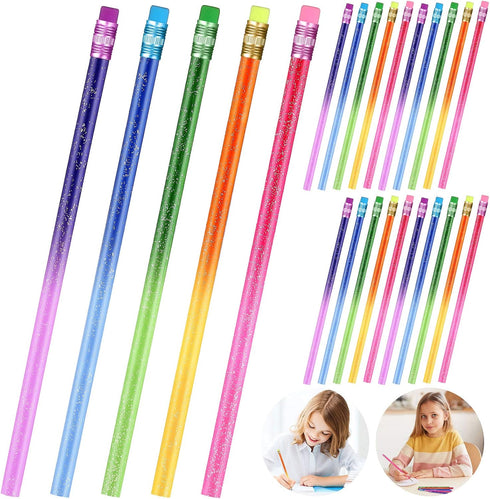 Color Changing Mood Metallic Glitter Pencil with Eraser Wooden Pencils Heat Activated Color Changing Pencils Thermochromic Pencils for Graduation ...