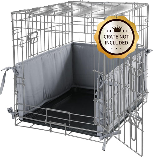 Dog Crate Bumper for Front Door Crate (Bumper Only, Without Crate), Soft Dog Kennel Protector Cover with Ties, Grey Dog Crate Pad Accessories for ...