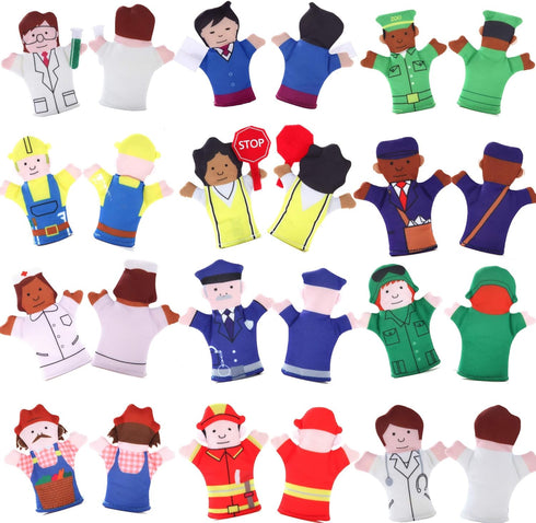 Magnet Happy Helpers People Toy Set for Fridge, Board and Refrigerator Magnets - Soft Fabric - 12 Pieces - Variety of Neighborhood People Characte...